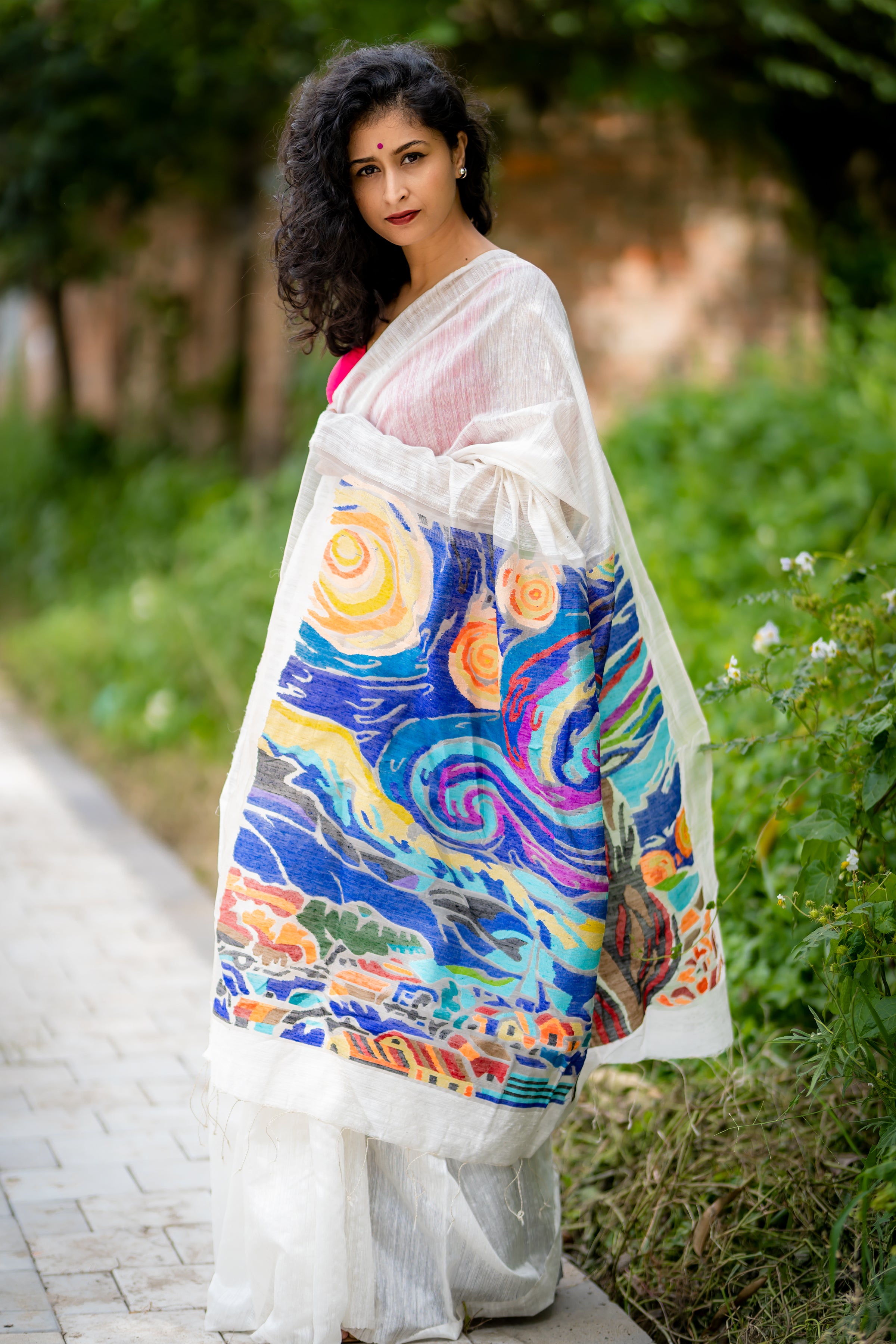 STARRY NIGHT WHITE SAREE