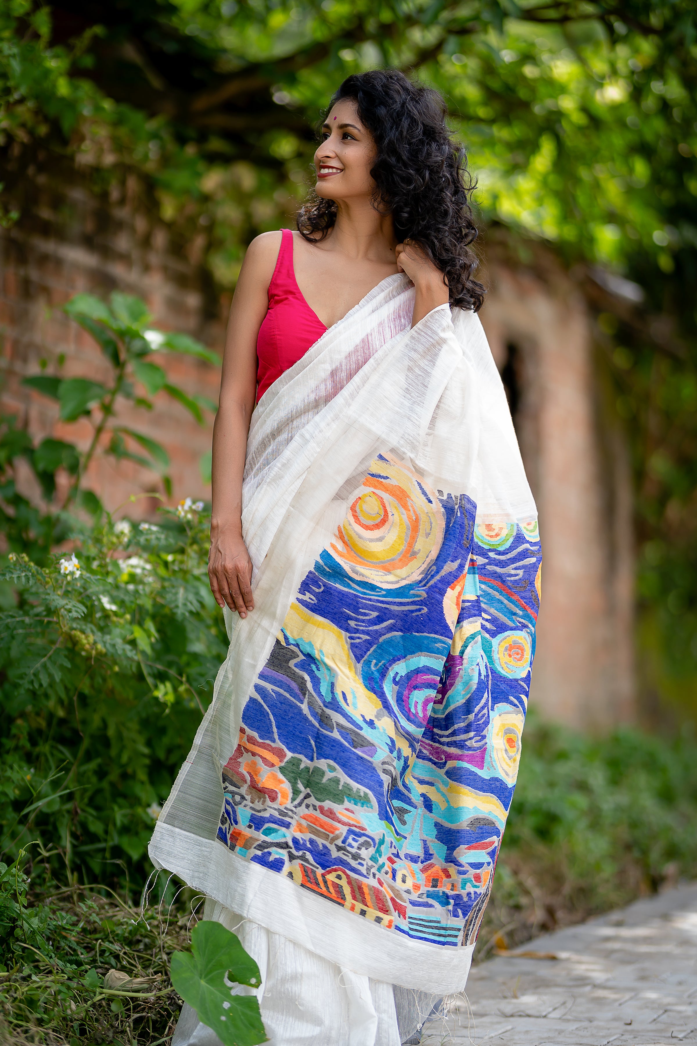 STARRY NIGHT WHITE SAREE